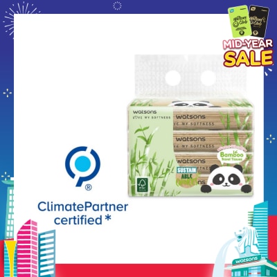WATSONS Forest Friendly 3ply Panda Bamboo Tissue Sheet 50s x 4 pack