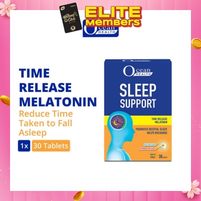 OCEAN HEALTH Sleep Support Tablet (Promotes Restful Sleep, Helps Recharge + Time Release Melatonin with Fast Release Outer Layer & Extended Release Inner Core) 30s