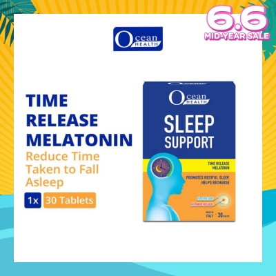 OCEAN HEALTH Sleep Support Tablet (Promotes Restful Sleep, Helps Recharge + Time Release Melatonin with Fast Release Outer Layer & Extended Release Inner Core) 30s