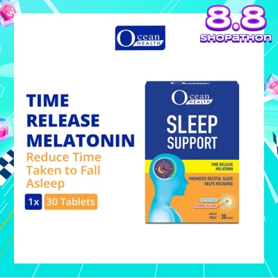 OCEAN HEALTH Sleep Support Tablet (Promotes Restful Sleep, Helps Recharge + Time Release Melatonin with Fast Release Outer Layer & Extended Release Inner Core) 30s