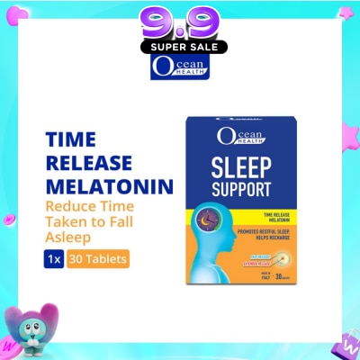 OCEAN HEALTH - Sleep Support Tablet (Promotes Restful Sleep, Helps Recharge + Time Release Melatonin with Fast Release Outer Layer & Extended Release Inner Core) 30s image