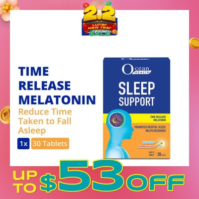 OCEAN HEALTH Sleep Support Tablet (Promotes Restful Sleep, Helps Recharge + Time Release Melatonin with Fast Release Outer Layer & Extended Release Inner Core) 30s
