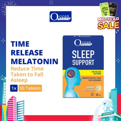 OCEAN HEALTH Sleep Support Tablet (Promotes Restful Sleep, Helps Recharge + Time Release Melatonin with Fast Release Outer Layer & Extended Release Inner Core) 30s
