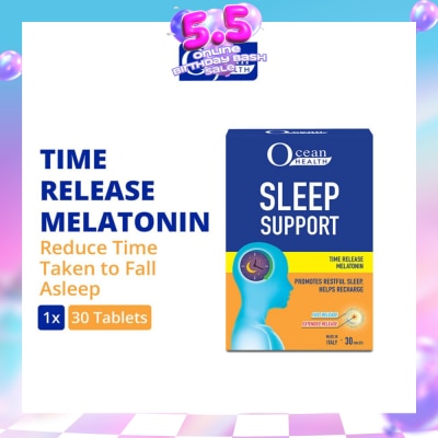 OCEAN HEALTH - Sleep Support Tablet (Promotes Restful Sleep, Helps Recharge + Time Release Melatonin with Fast Release Outer Layer & Extended Release Inner Core) 30s