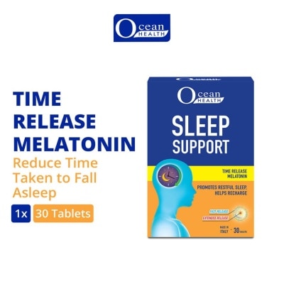 OCEAN HEALTH Sleep Support Tablet (Promotes Restful Sleep, Helps Recharge + Time Release Melatonin with Fast Release Outer Layer & Extended Release Inner Core) 30s