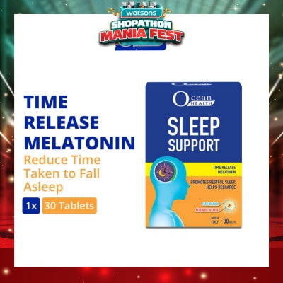 OCEAN HEALTH - Sleep Support Tablet (Promotes Restful Sleep, Helps Recharge + Time Release Melatonin with Fast Release Outer Layer & Extended Release Inner Core) 30s