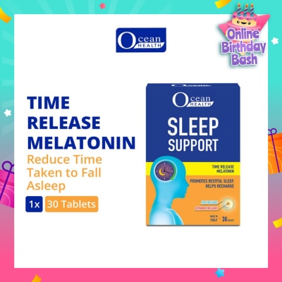 OCEAN HEALTH Sleep Support Tablet (Promotes Restful Sleep, Helps Recharge + Time Release Melatonin with Fast Release Outer Layer & Extended Release Inner Core) 30s