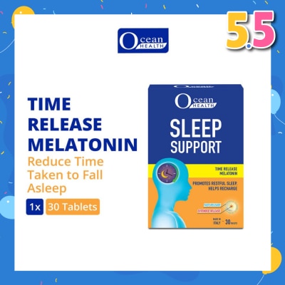 OCEAN HEALTH Sleep Support Tablet (Promotes Restful Sleep, Helps Recharge + Time Release Melatonin with Fast Release Outer Layer & Extended Release Inner Core) 30s
