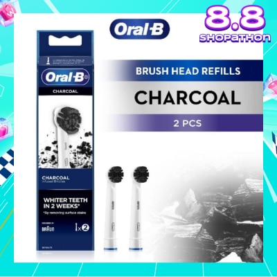 ORAL-B Charcoal Brush Heads Refills (Charcoal Infused Bristles for Whiter Teeth) 2s