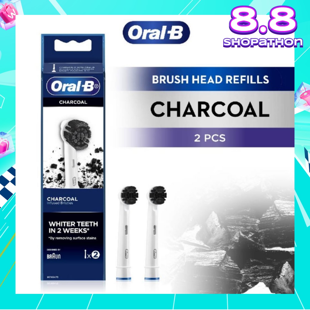 Charcoal Brush Heads Refills (Charcoal Infused Bristles for Whiter Teeth) 2s