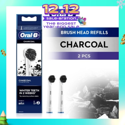 ORAL-B Charcoal Brush Heads Refills (Charcoal Infused Bristles for Whiter Teeth) 2s