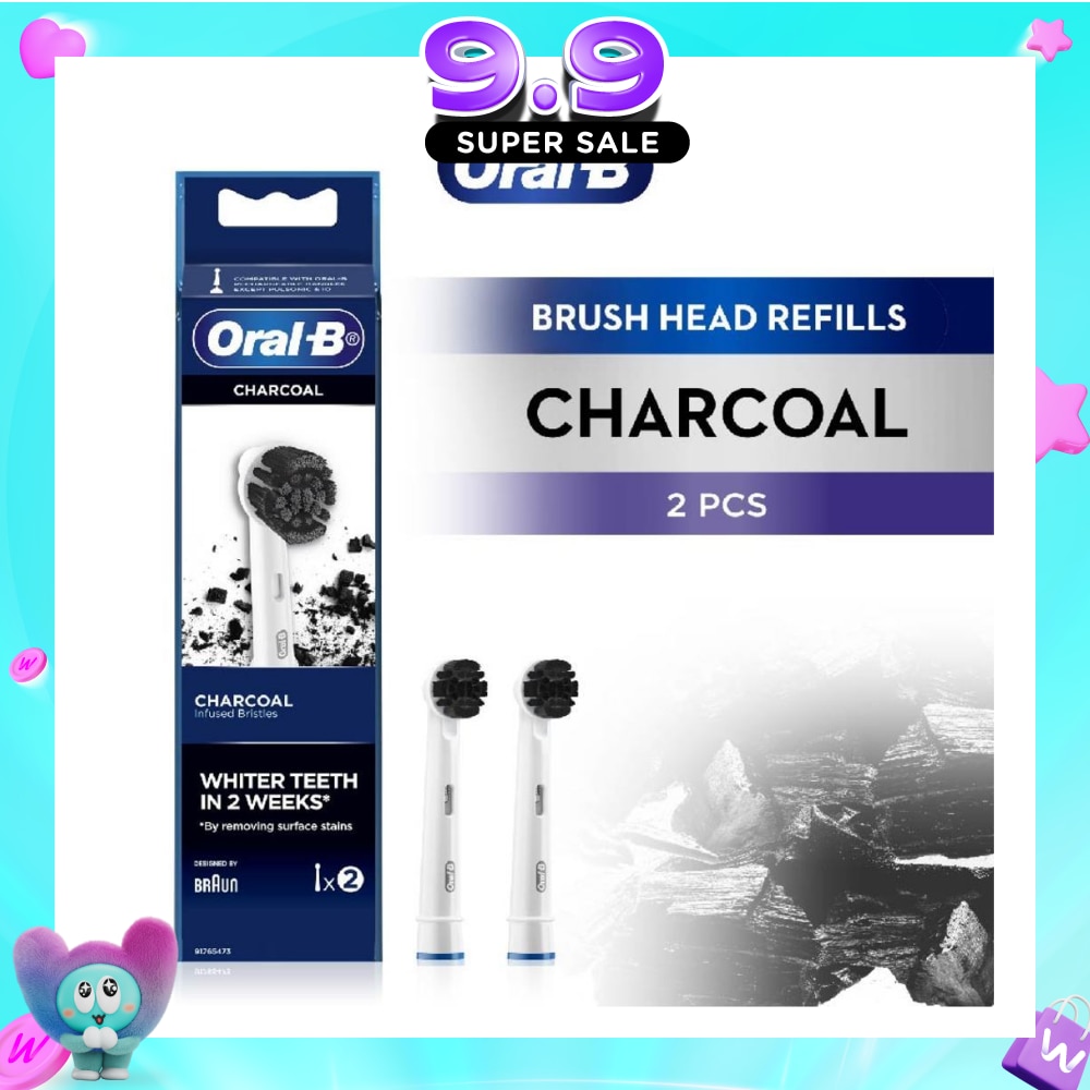 Charcoal White Clean Electric Toothbrush Replacement Head 2s (Expiry: Jul`2027) image