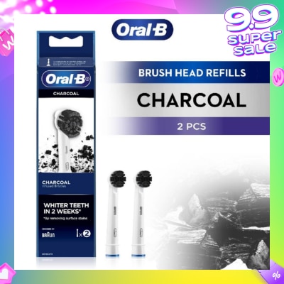 ORAL-B Charcoal Brush Heads Refills (Charcoal Infused Bristles for Whiter Teeth) 2s