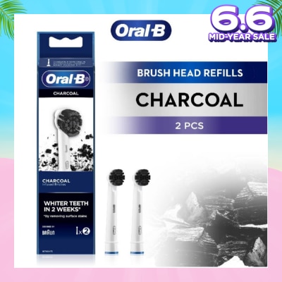 ORAL-B Charcoal Brush Heads Refills (Charcoal Infused Bristles for Whiter Teeth) 2s