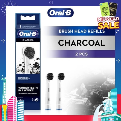 ORAL-B Charcoal Brush Heads Refills (Charcoal Infused Bristles for Whiter Teeth) 2s
