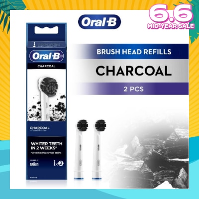 ORAL-B Charcoal Brush Heads Refills (Charcoal Infused Bristles for Whiter Teeth) 2s