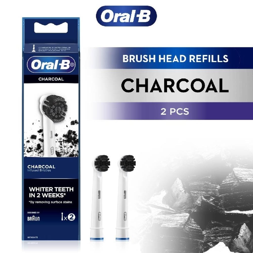 Charcoal Brush Heads Refills (Charcoal Infused Bristles for Whiter Teeth) 2s