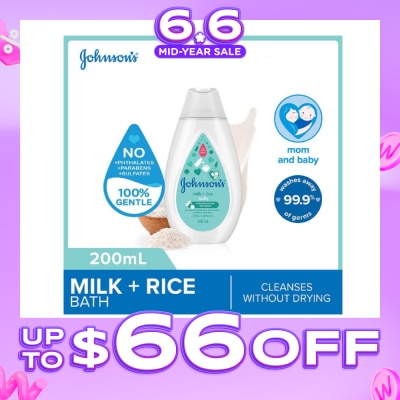 JOHNSON'S Baby - Baby Milk + Rice Moisturizing Bath Cleanses Without Drying (Washes Away 99.9% Germs) 200ml
