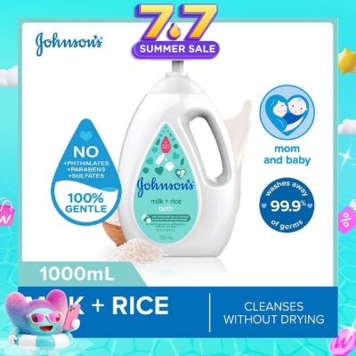 JOHNSON'S Baby - Baby Milk + Rice Moisturizing Bath Cleanses Without Drying (Washes Away 99.9% Germs) 1000ml
