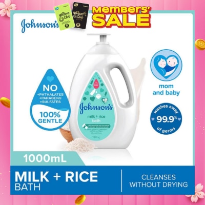 JOHNSON'S Baby Baby Milk + Rice Moisturizing Bath Cleanses Without Drying (Washes Away 99.9% Germs) 1000ml