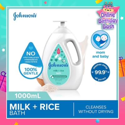JOHNSON'S Baby Baby Milk + Rice Moisturizing Bath Cleanses Without Drying (Washes Away 99.9% Germs) 1000ml