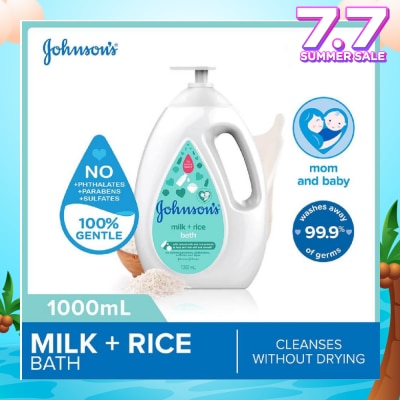 JOHNSON'S Baby Baby Milk + Rice Moisturizing Bath Cleanses Without Drying (Washes Away 99.9% Germs) 1000ml