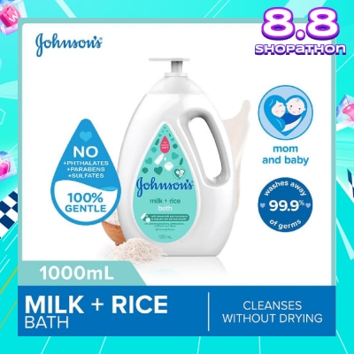 JOHNSON'S Baby Baby Milk + Rice Moisturizing Bath Cleanses Without Drying (Washes Away 99.9% Germs) 1000ml
