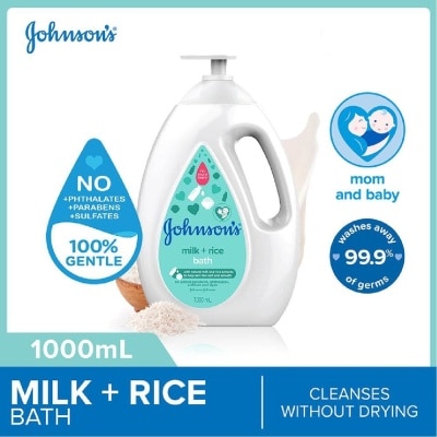 JOHNSON'S BABY Baby Milk + Rice Moisturizing Bath Cleanses Without Drying (Washes Away 99.9% Germs) 1000ml