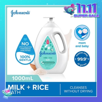 JOHNSON'S Baby Baby Milk + Rice Moisturizing Bath Cleanses Without Drying (Washes Away 99.9% Germs) 1000ml