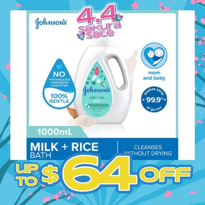 JOHNSON'S Baby - Baby Milk + Rice Moisturizing Bath Cleanses Without Drying (Washes Away 99.9% Germs) 1000ml
