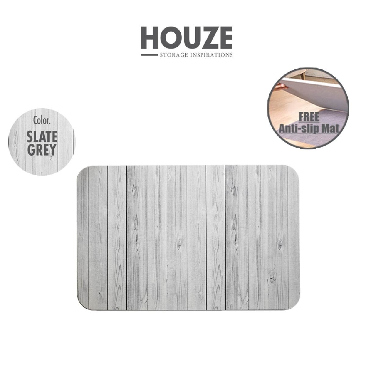 Slatted Wood Diatomite Floor Mat BN-7202 Slate Grey 1s