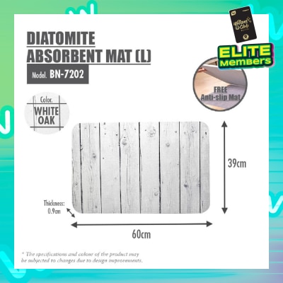 HOUZE Slatted Wood Diatomite Floor Mat BN-7202 White Oak 1s