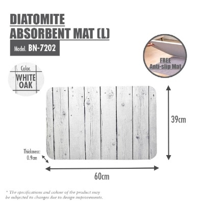 HOUZE Slatted Wood Diatomite Floor Mat BN-7202 White Oak 1s