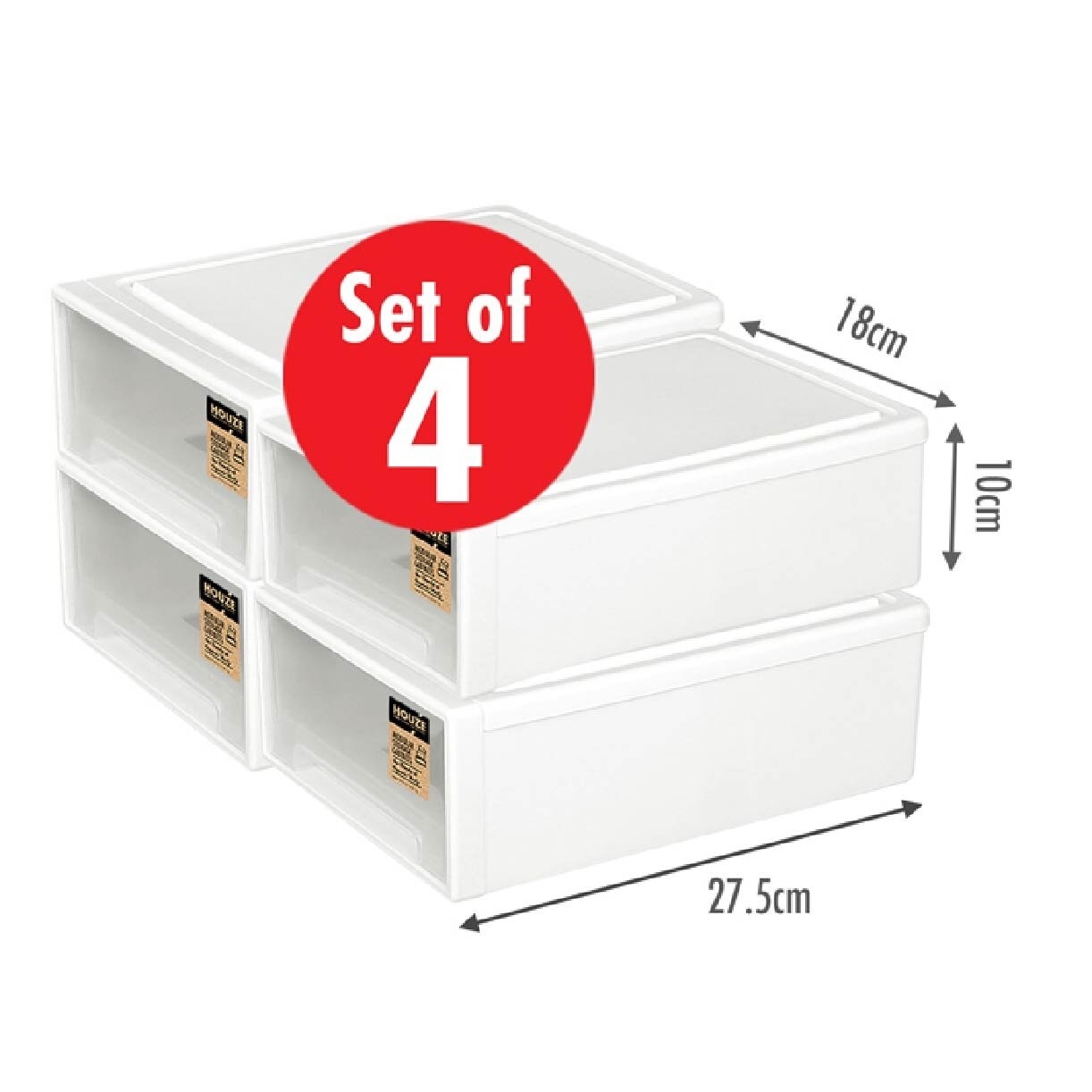 [SET OF 4] 4L Single Tier Drawer Gen. X 4**MS-2231 Clear 4s