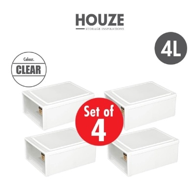 HOUZE [SET OF 4] 4L Single Tier Drawer Gen. X 4**MS-2231 Clear 4s