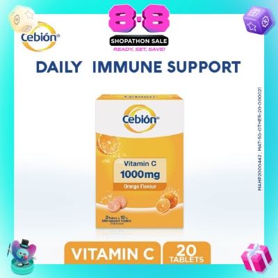 CEBION - Vitamin C Effervescent Tablets Orange Flavor Twin Pack 10s x 2 (Expiry: Apr`2027)