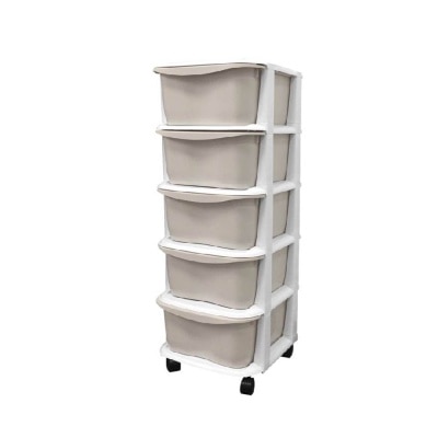 HOUZE LIFE 5 Tier 'Apple' Knock Down Cabinet Grey MS-2165-GREY 1s