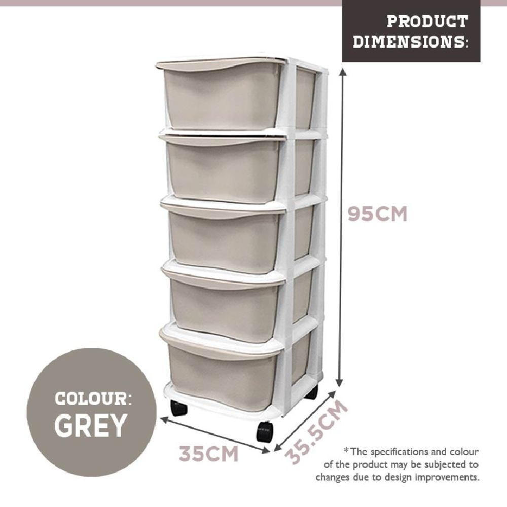 LIFE 5 Tier 'Apple' Knock Down Cabinet Grey MS-2165-GREY 1s