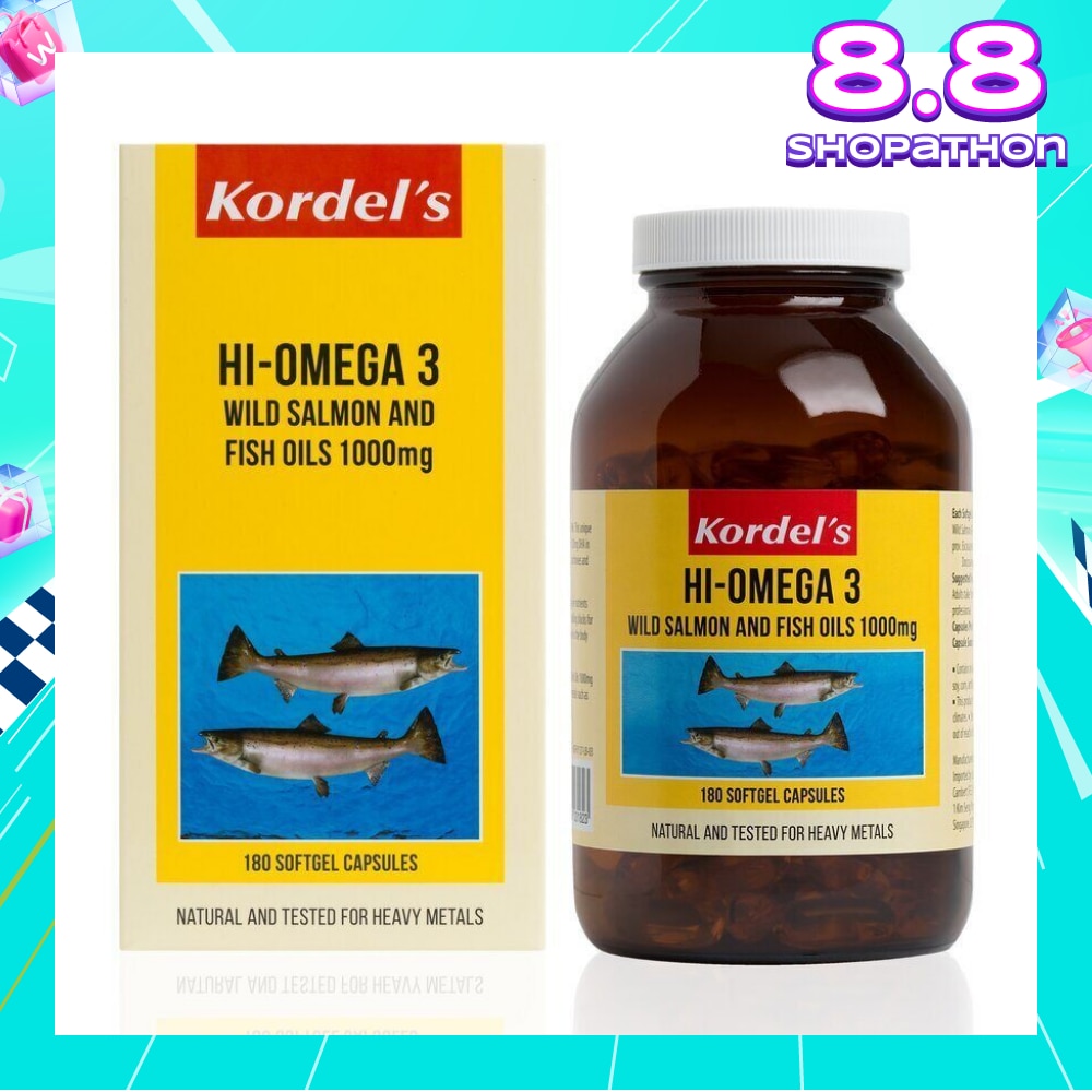Hi-Omega 3 Wild Salmon & Fish Oil 1000mg Softgel Capsules (Help To Maintain Healthy Lipid Levels In The Body, Support Smooth Blood Flow) 180s