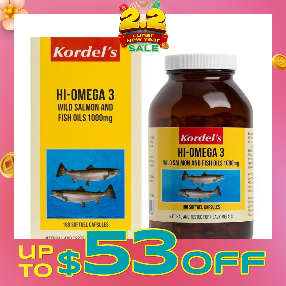 Hi-Omega 3 Wild Salmon & Fish Oil 1000mg Softgel Capsules (Help To Maintain Healthy Lipid Levels In The Body, Support Smooth Blood Flow) 180s