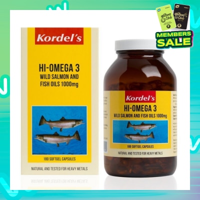 KORDEL'S Hi-Omega 3 Wild Salmon & Fish Oil 1000mg Softgel Capsules (Help To Maintain Healthy Lipid Levels In The Body, Support Smooth Blood Flow) 180s