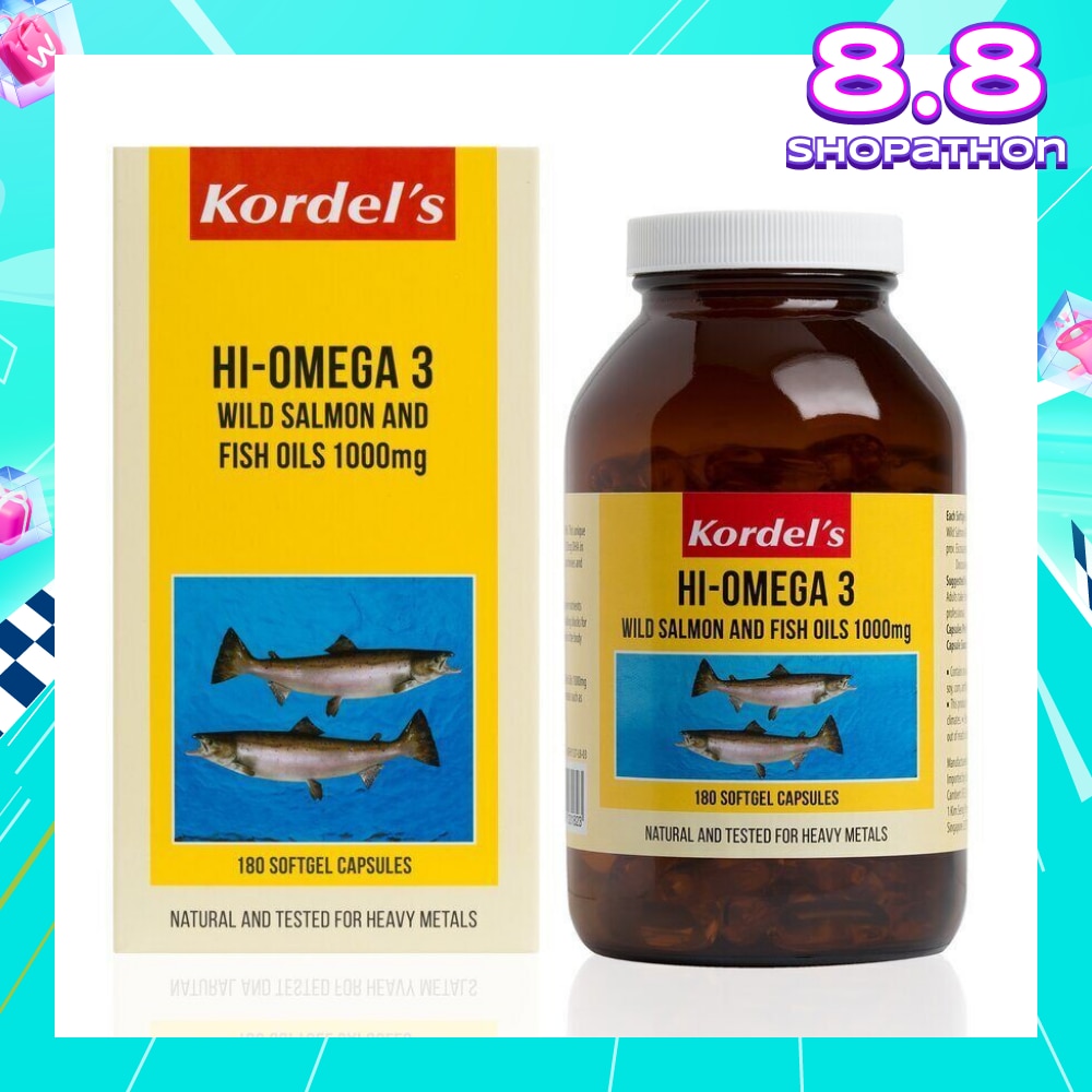 Hi-Omega 3 Wild Salmon & Fish Oil 1000mg Softgel Capsules (Help To Maintain Healthy Lipid Levels In The Body, Support Smooth Blood Flow) 180s