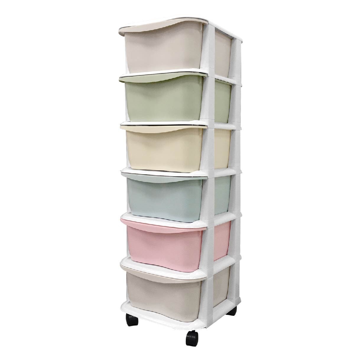 LIFE 6 Tier 'Apple' Knock Down Cabinet Macaroon MS-2166-MACAROON 1s