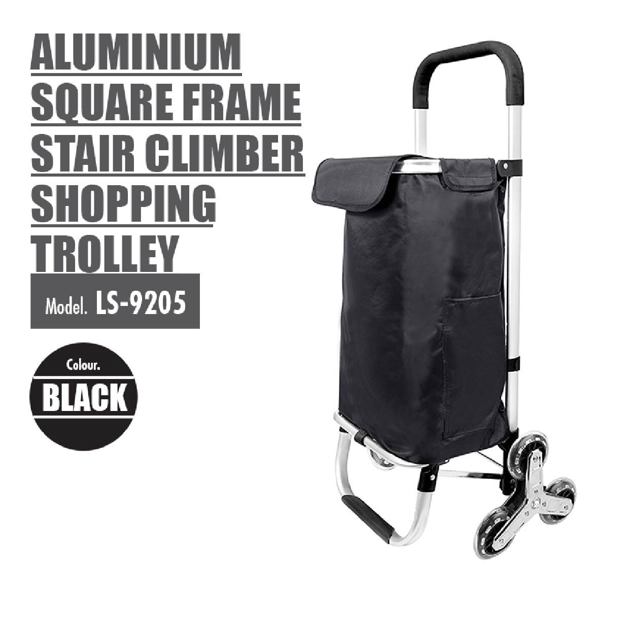 Aluminium Frame Stair Climber Shopping Trolley Black LS-9205-BLACK 1s