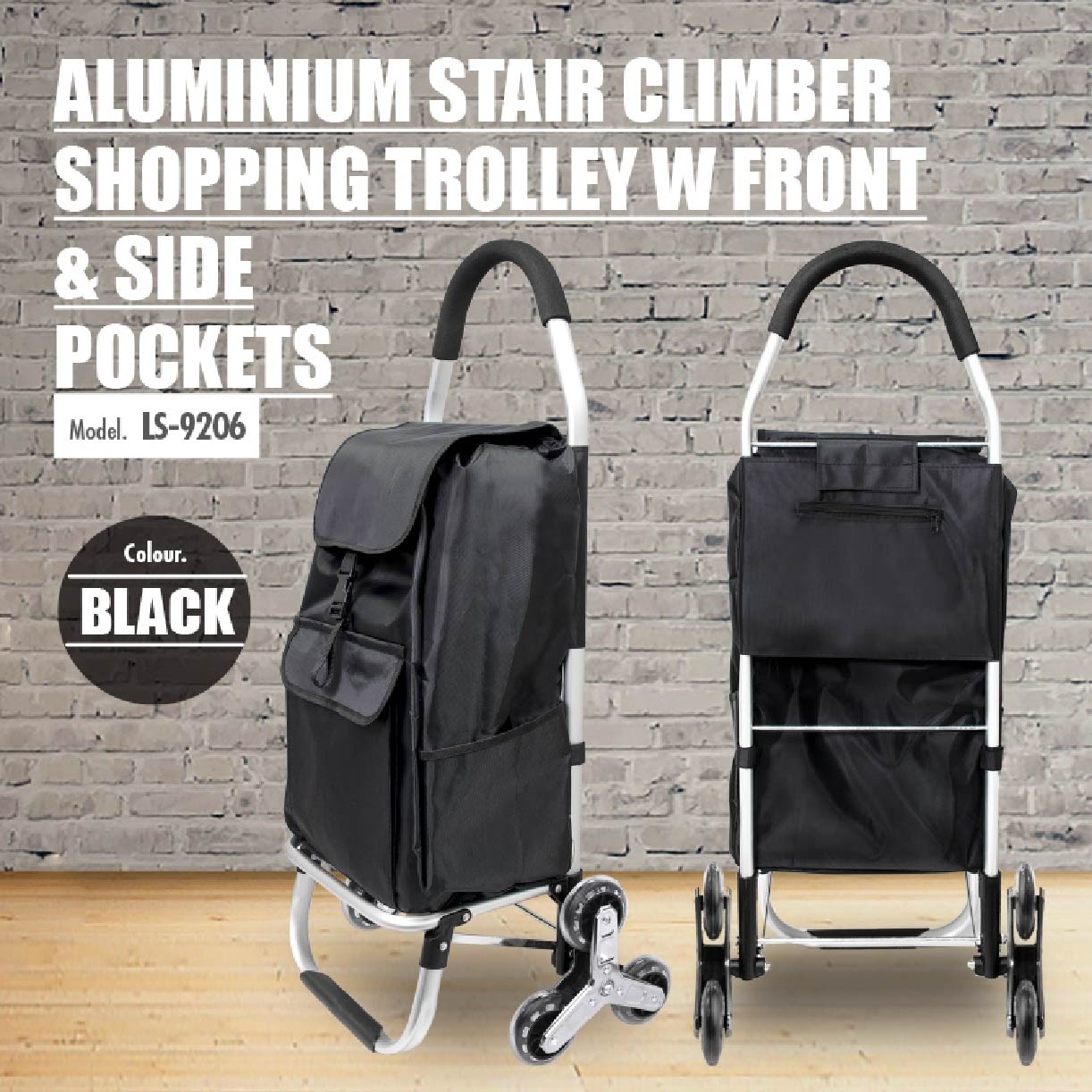 Aluminium Frame Stair Climber Shopping Trolley Black LS-9205-BLACK 1s