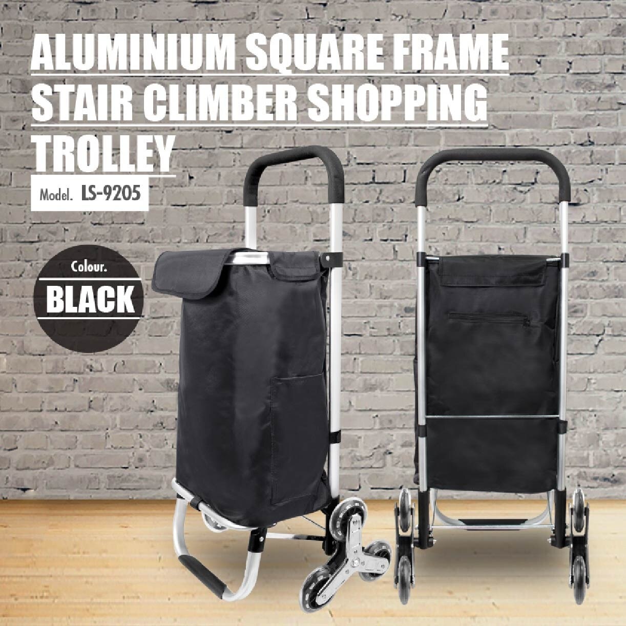 Aluminium Frame Stair Climber Shopping Trolley Black LS-9205-BLACK 1s