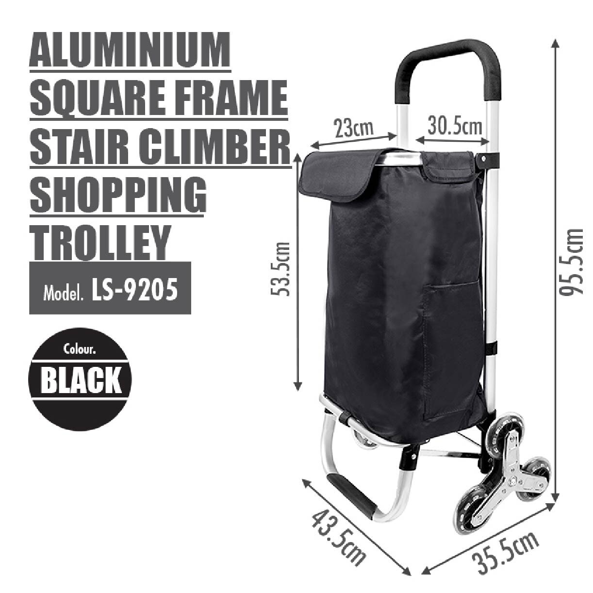 Aluminium Frame Stair Climber Shopping Trolley Black LS-9205-BLACK 1s