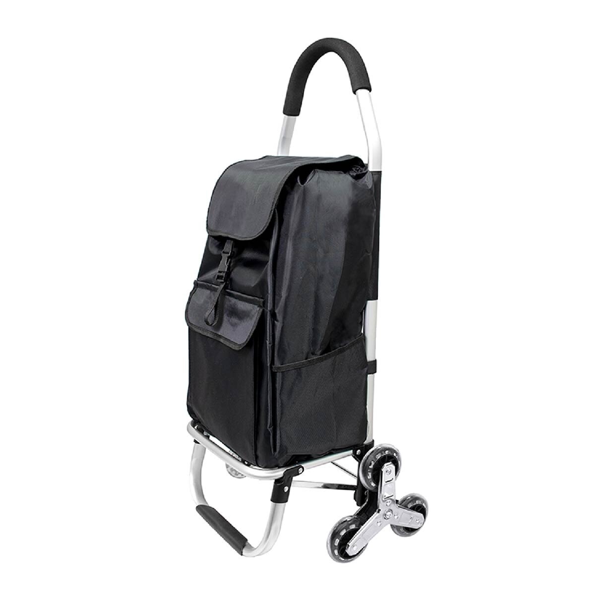 Aluminium Stair Climber Shopping Trolley with Front and Side Pockets Black LS-9206 Black 1s