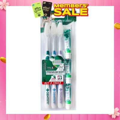 DENTISTE Premium Soft Toothbrush Set consist Toothbrush 3s + Toothpaste 5g x 3s