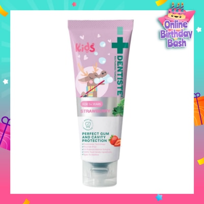 DENTISTE Kids Postbiotics Toothpaste Strawberry Flavor For 1yr old Above (For Perfect Gum & Cavity Protection) 60g